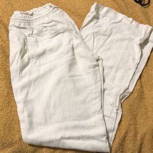 White linen pants